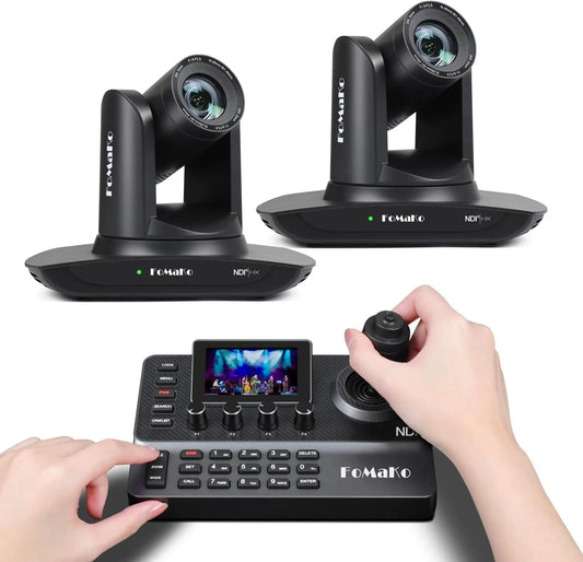 FoMaKo AI Auto Tracking NDI PTZ Camera 20x Optical Zoom NDI PTZ Controller for Church Services Worship Education, PoE 1080P60