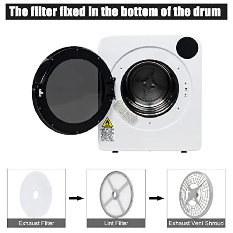 Portable Laundry Dryer 3.22 cu ft Compact Front Load Stainless Steel Clothes Dryer with Exhaust Pipe LCD Control Panel a