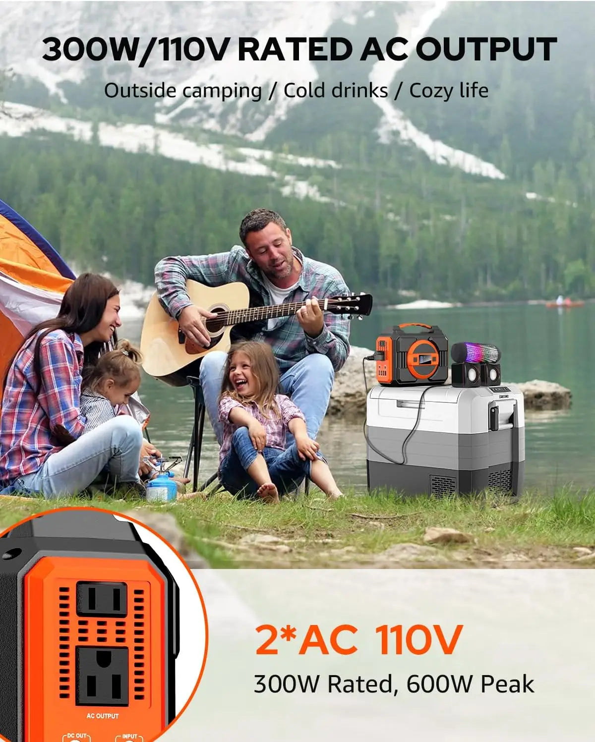 300W Portable Solar Generator with 40W Panel, 220Wh Power Bank, AC Outlet for Camping and Home Use