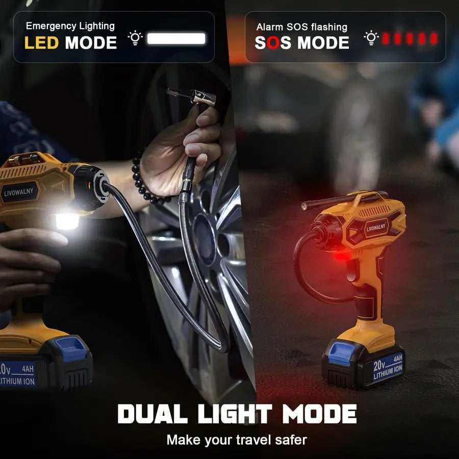 Inflator Air Compressor for Dewalt 20V Max Battery, 160 PSI Cordless Portable Electric Air Pump with 4AH Baterry, 2025 Bigger LC