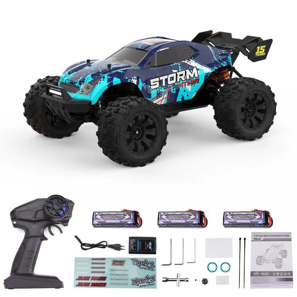 JIUSI PT14R MT14R 1/14 RC Racing Car 3S Battery 4WD 80km/h Brushless Motor 2.4G Remote Control 35C High Speed Off-road RC Truck