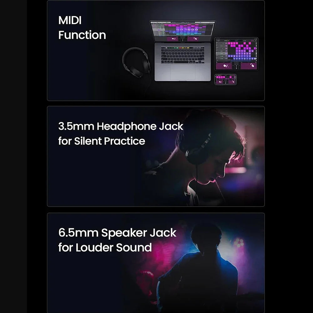 AeroBand Guitar Electric Guitar Pain-Free Silicone String Travel All-in-One 9 Sound Styles Acoustic Bass With Speaker Microphone