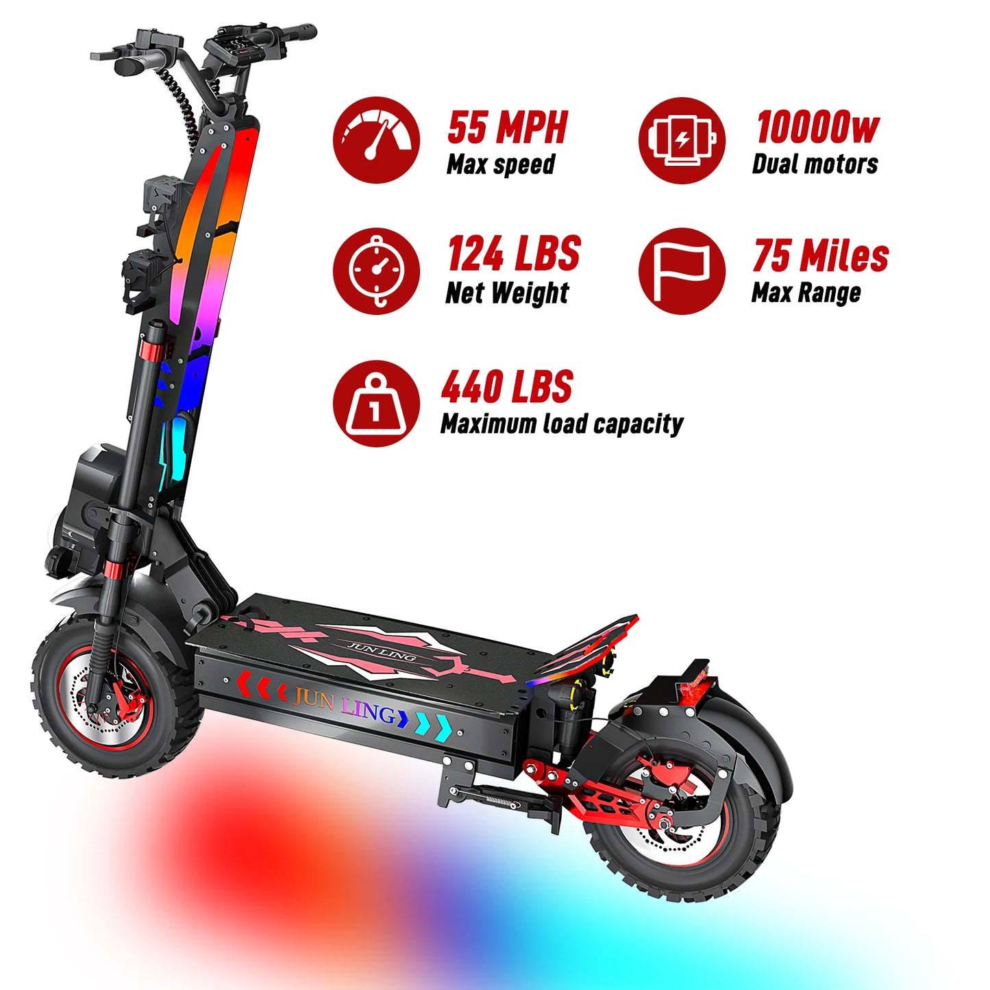 JUNLING JL86 10000W Dual Motor Off Road Electric Scooter for Adults with 55 MPH speed 75 Miles Range