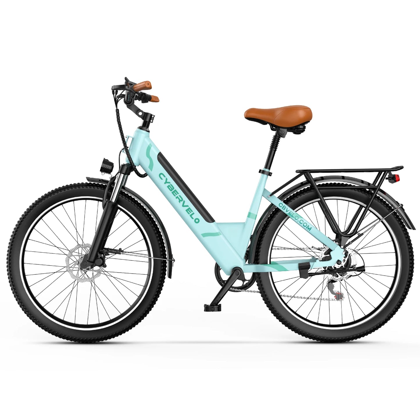 Cybervelo Step-Thru City EBike, 1000w Peak Motor 7-Speed, Removable Battery Commuter, 26 inch 80miles city cruiser for adult EK2