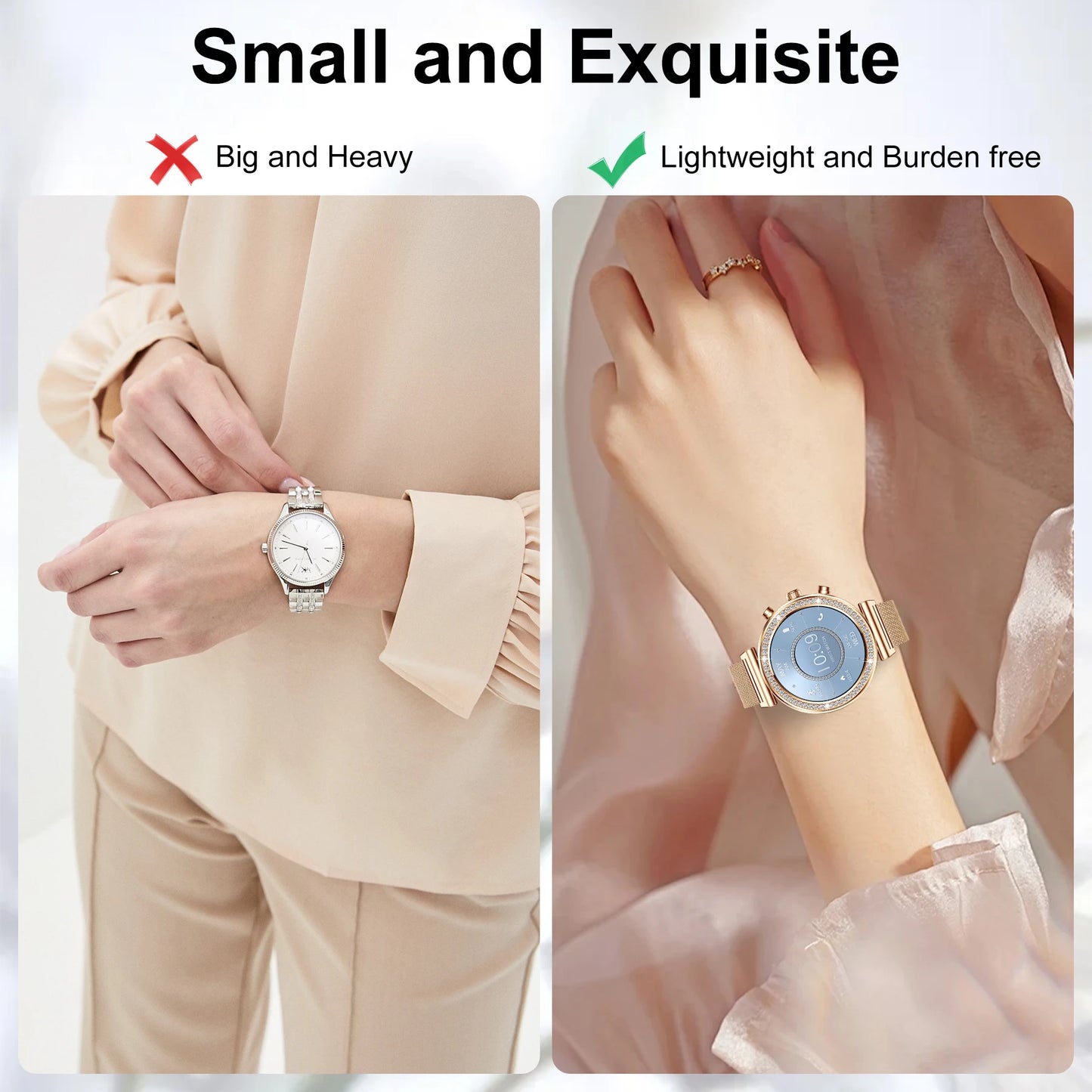 1.29" Touchscreen Smart Watch(Wireless Calls),Fitness Smartwatch for iPhone/Android with Sport Modes, Women Function/Watch Faces