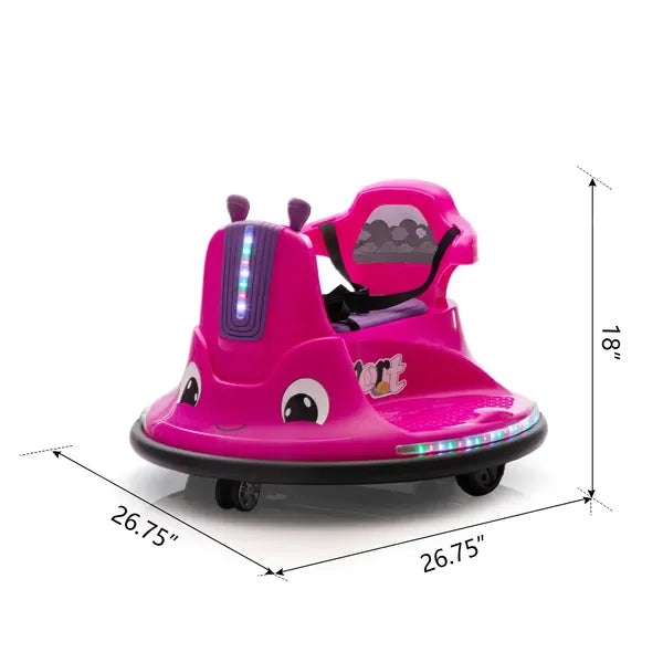 12V Remote Control Bumper Car for Kids, LED Lights, Music, 360° Rotate, Ride-On Toy, 3-8 Years Old