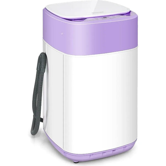 Portable Washing Machine 8 Lbs Capacity Built-in Drain Pump Compact Laundry Washer with 6 Programs 6 Water Levels Child Lock Fu