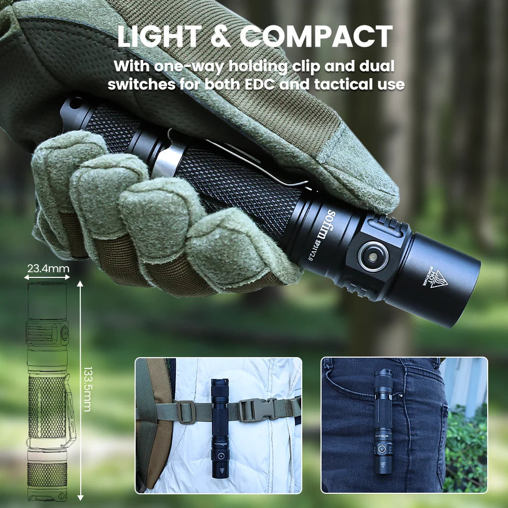 Sofirn SP31 V2.0 Led Flashlight 1200lm 18650 XPL-HI LED Torch Light Tactical Lamp High Power Flashlight 5300-5700K Lanterna