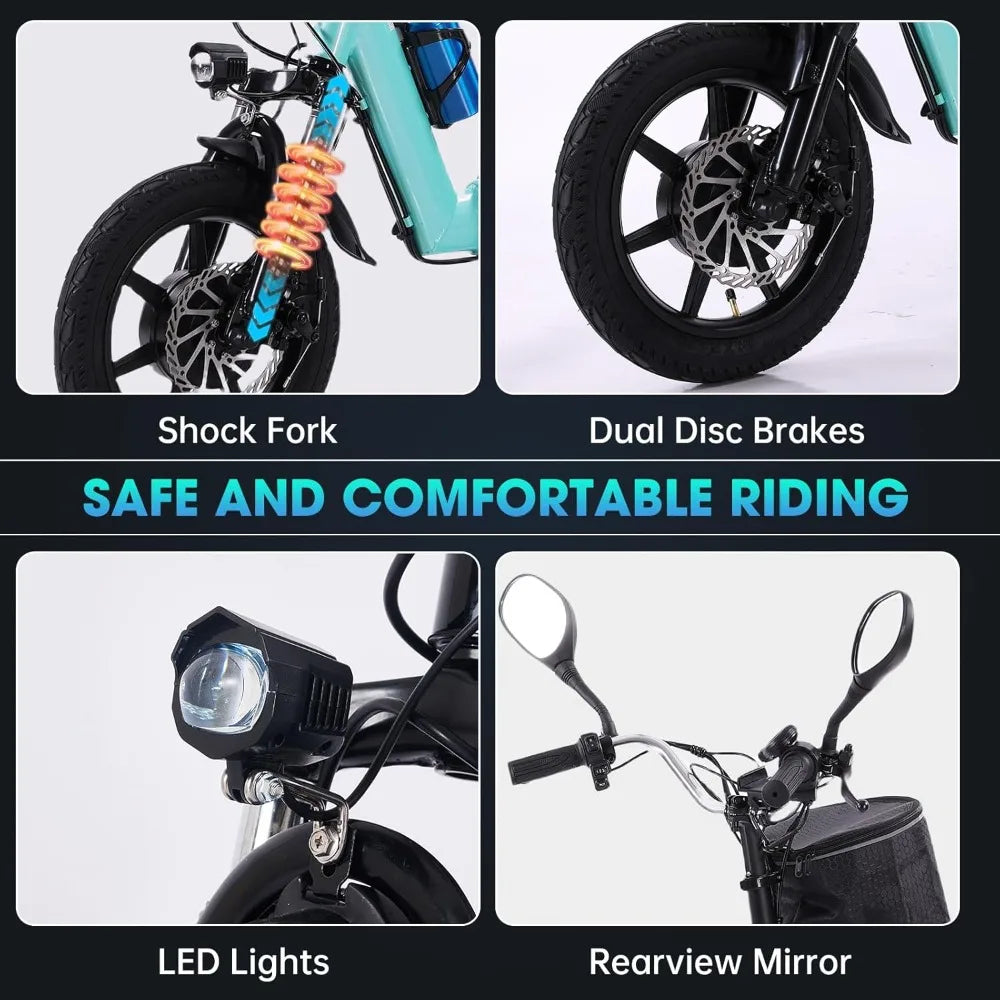 Electric Tricycle for Adults Foldable, 350W Folding Electric Trike, 3 Wheel Bikes for Adults with 480Wh Removable Battery