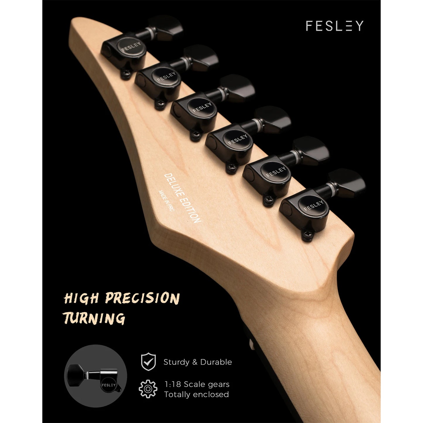 Fesley Electric Guitar, Full Size Solid Body Electric Guitar Beginner Kit, 6 String Guitar with HSS Pickups & 24 Frets,Sunburst
