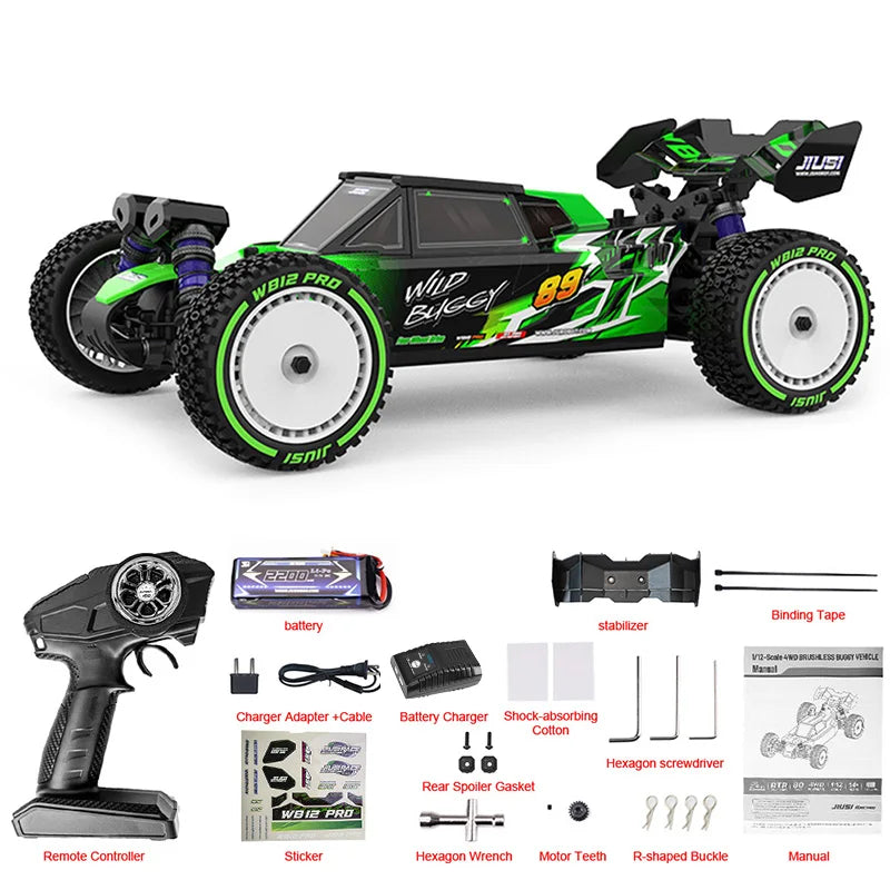 WB12 PRO 1/12 JIUSI Racing Car 80KM/H Brushless Remote Control Car High Speed Competitive Off-road 4WD RC Car Toys As Gift