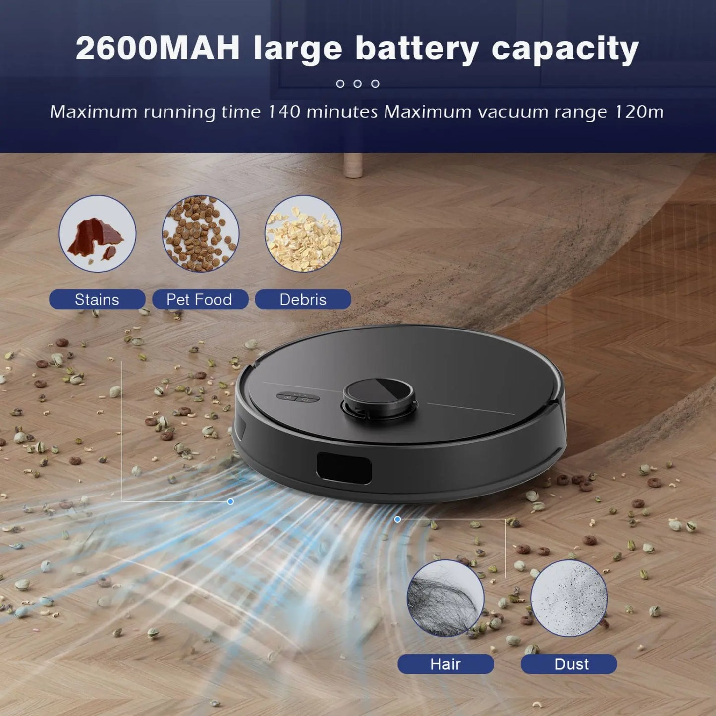 Saerke Robot Vacuum Cleaner, LiDAR Navigation,APP Virtual Barrier,2600PA Suction,Smart Home Mop,Floor Carpet Washing Appliance