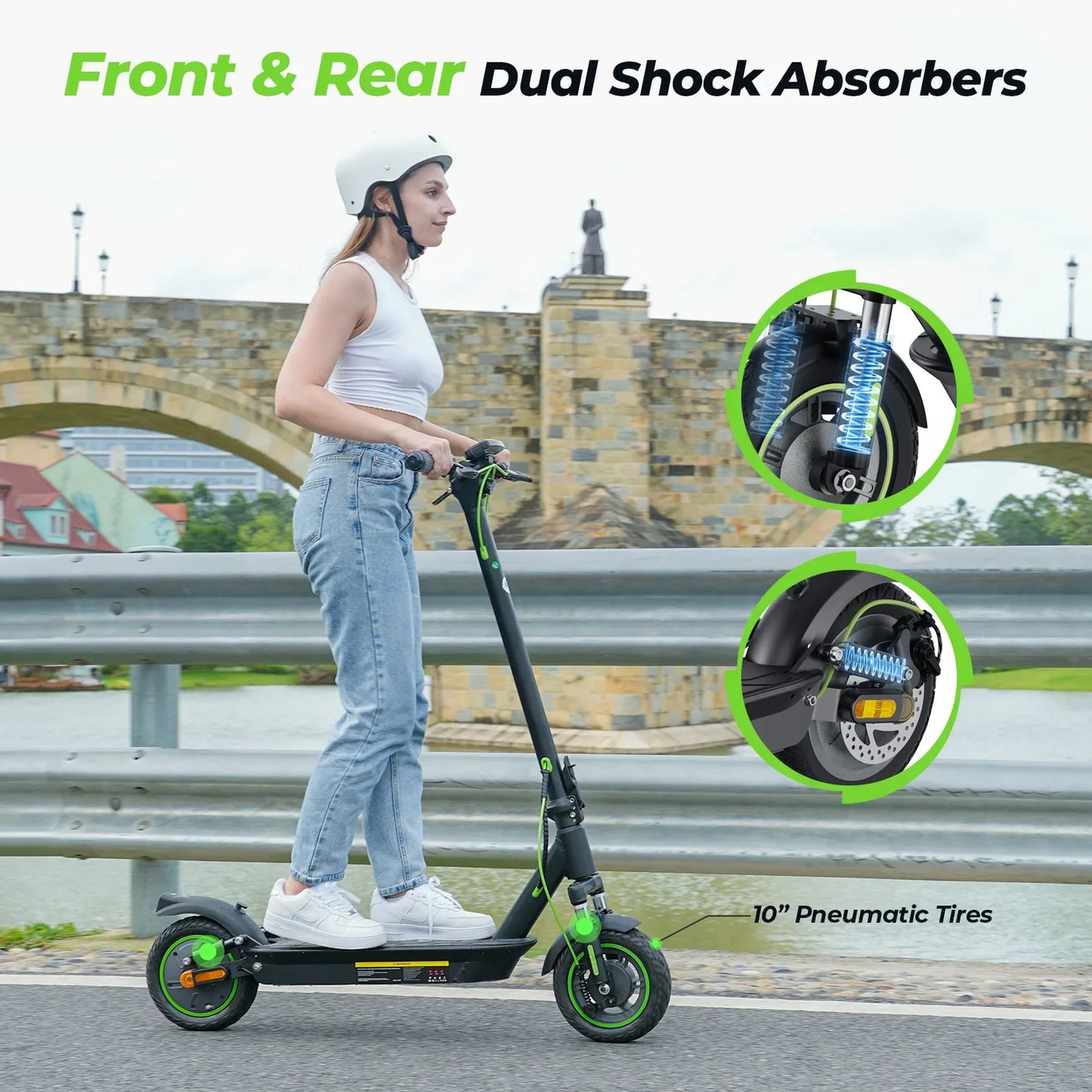 Isinwheel S10 Pro Foldable Electric Scooter 48V 12.5Ah Battery 10 Inch Pneumatic Tires Adult City E-scooter