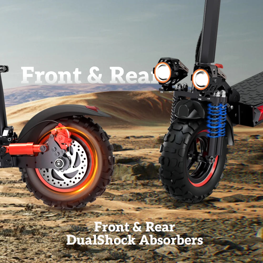 1200W Foldable Adult Electric Scooter with Seat, 11'' Off-road Tires, 48V 21Ah Battery, Dual Suspension Commuting E-scooter