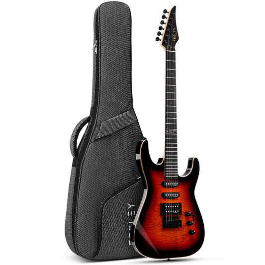 Fesley Electric Guitar, Full Size Solid Body Electric Guitar Beginner Kit, 6 String Guitar with HSS Pickups & 24 Frets,Sunburst