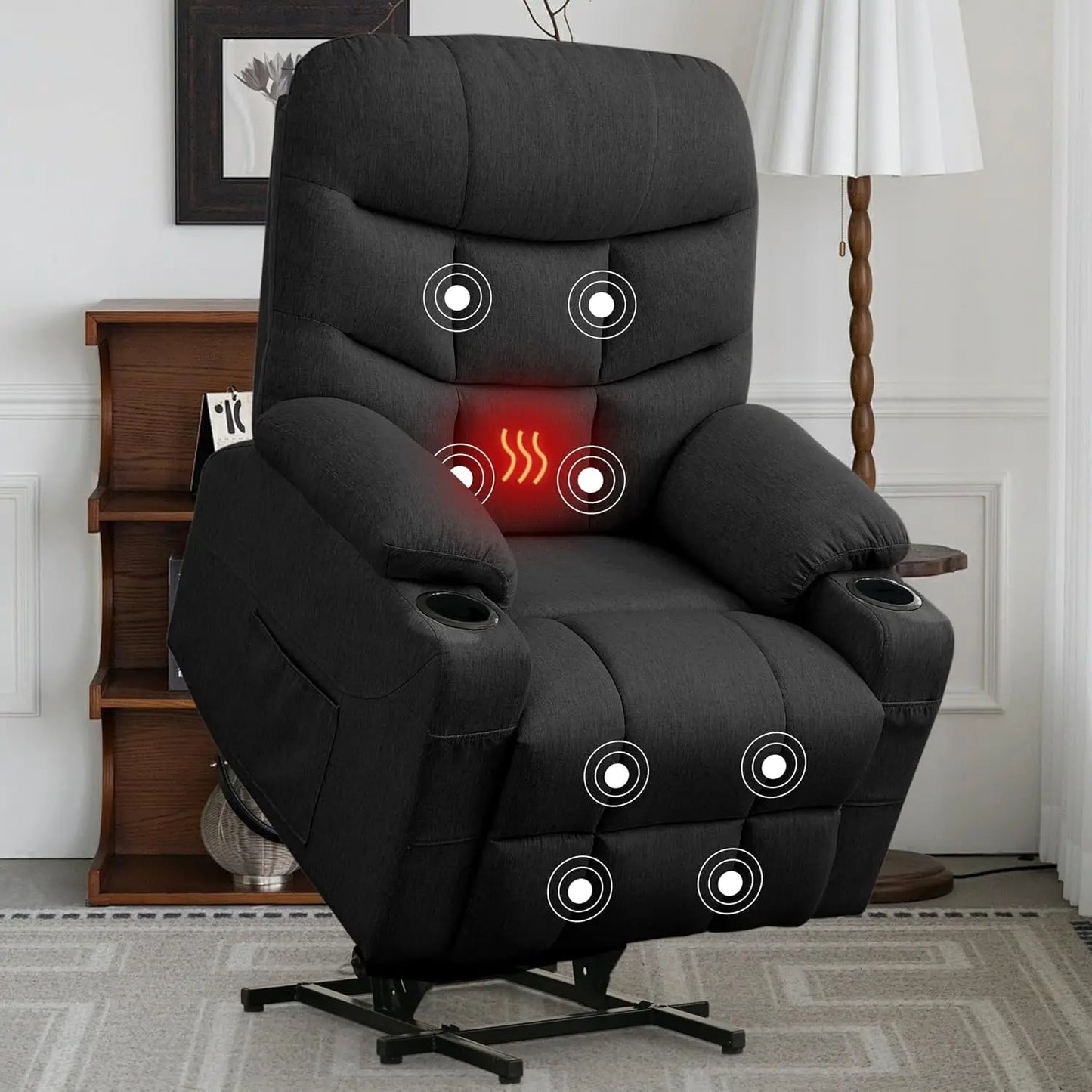 Power Lift Recliner Chair for Elderly and Adults, Electric Recliner with Remote Control and Cup Holders for Living Room
