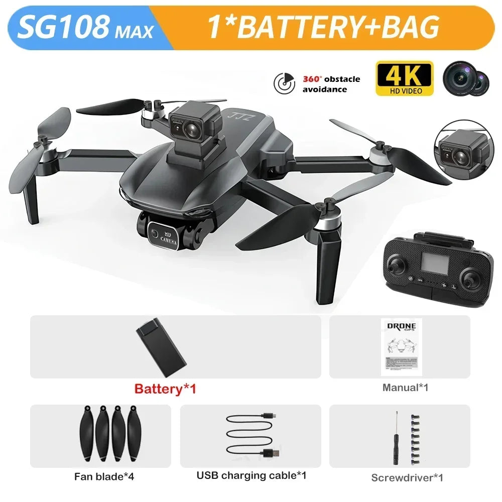 SG108 Max GPS Drone 5G Wifi FPV 4K HD Dual Camera Brushless RC Foldable Quadcopter 1200m Control Distance Drone