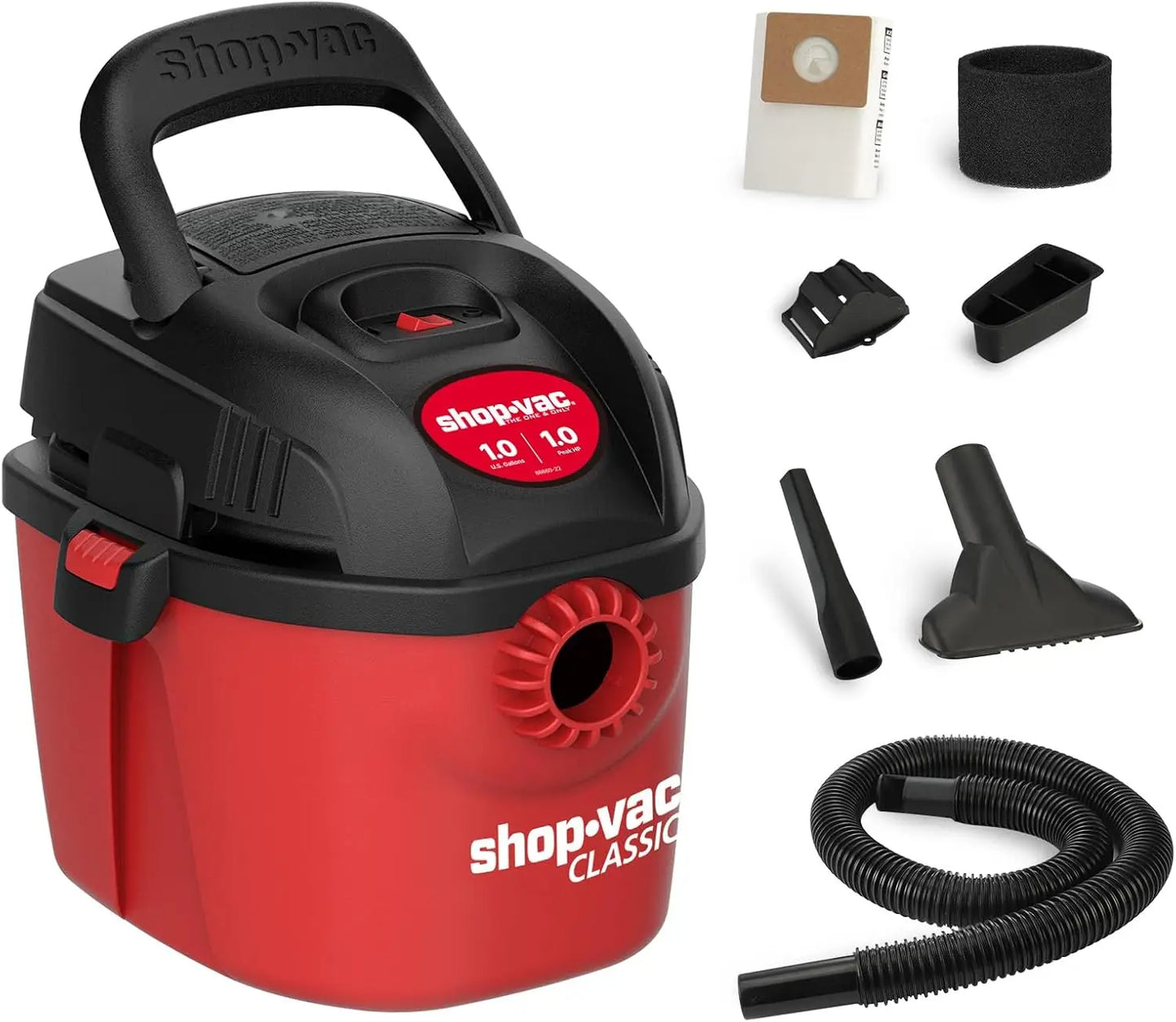 1 Gallon Portable Wet/Dry Vacuum Cleaner with Accessories, Compact Design for Home and Car