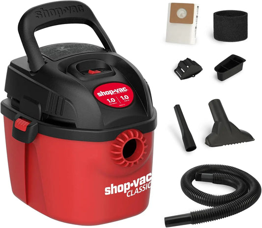 1 Gallon Portable Wet/Dry Vacuum Cleaner with Accessories, Compact Design for Home and Car