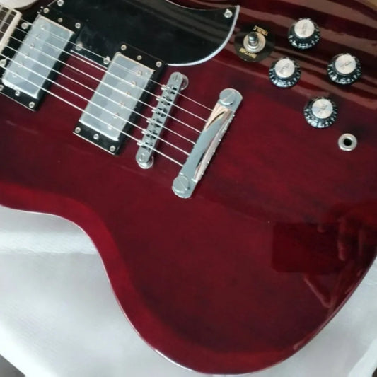 Free Shipping Red Electric Guitar Solid Wood Body 22 Frets for Rock Blues Jazz Musician's Choice Instrument