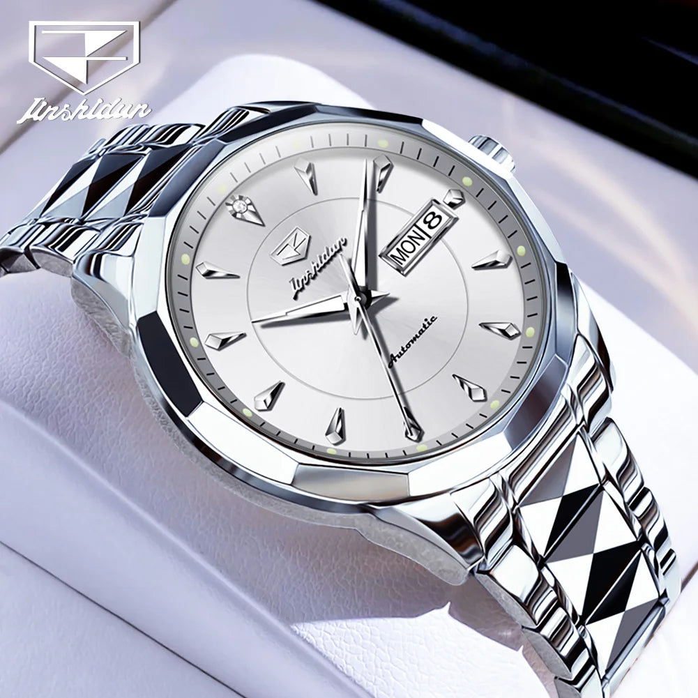 JSDUN Top Romantic Couple Watch Tungsten Steel Strip Imported Movement Imported Movement  Automatic Mechanical Watch for Lovers