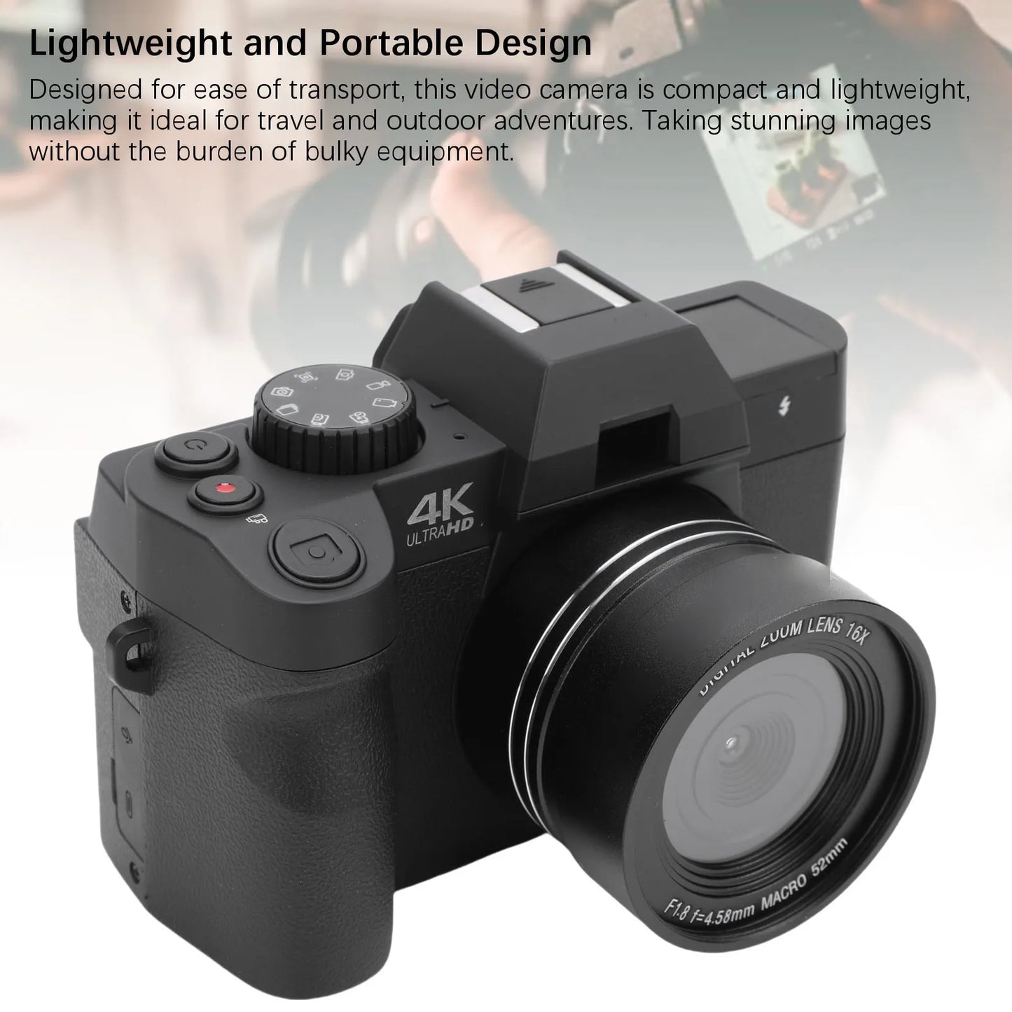 4K 48MP Mirrorless Camera with 16X Zoom 32GB Memory Card Travel Camera for Photography Filming