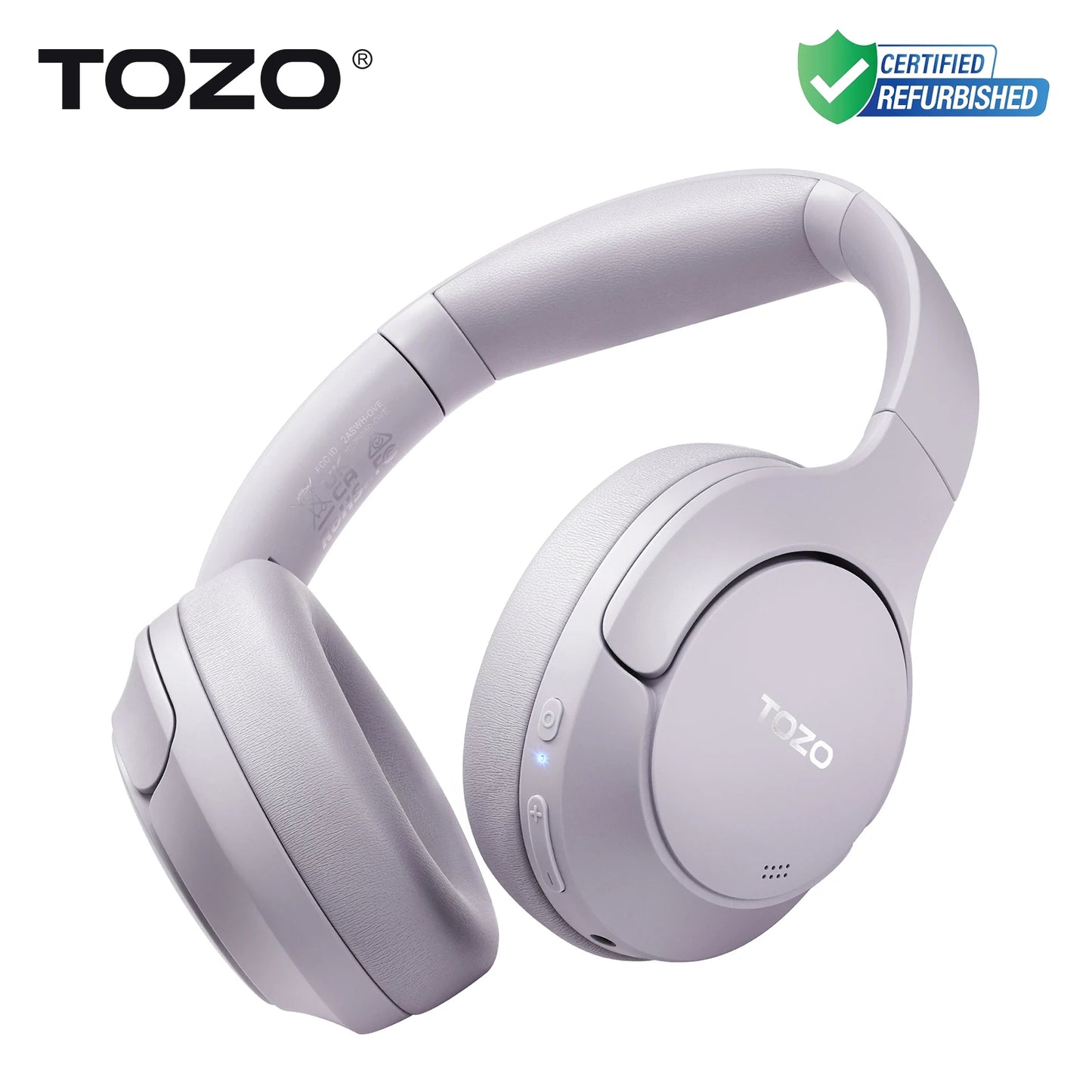 Refurbished TOZO Hi-Res Over Ear Headphones with Mic Hybrid Active Noise Cancelling 38dB Wireless&Wired Headsets 40mm Driver