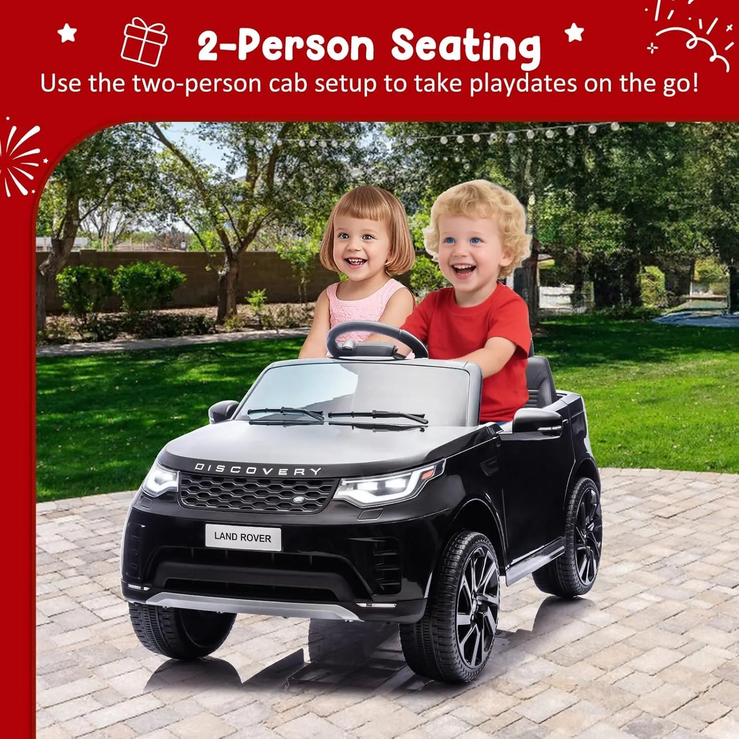 12V Licensed Land Rover 2 Seater Ride on Car for Kids with 2.4g Remote Control Double Doors LED Light 2.8 MPH Max Speed