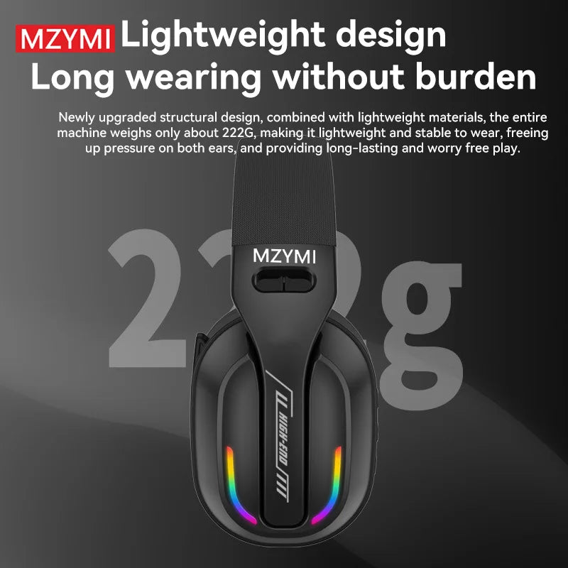 MZYMI Bluetooth 5.4 Headphones GT100 ENC Noise Cancelling 2.4G Wireless Headset Over Ear Waterproof Sports Gaming Earphones