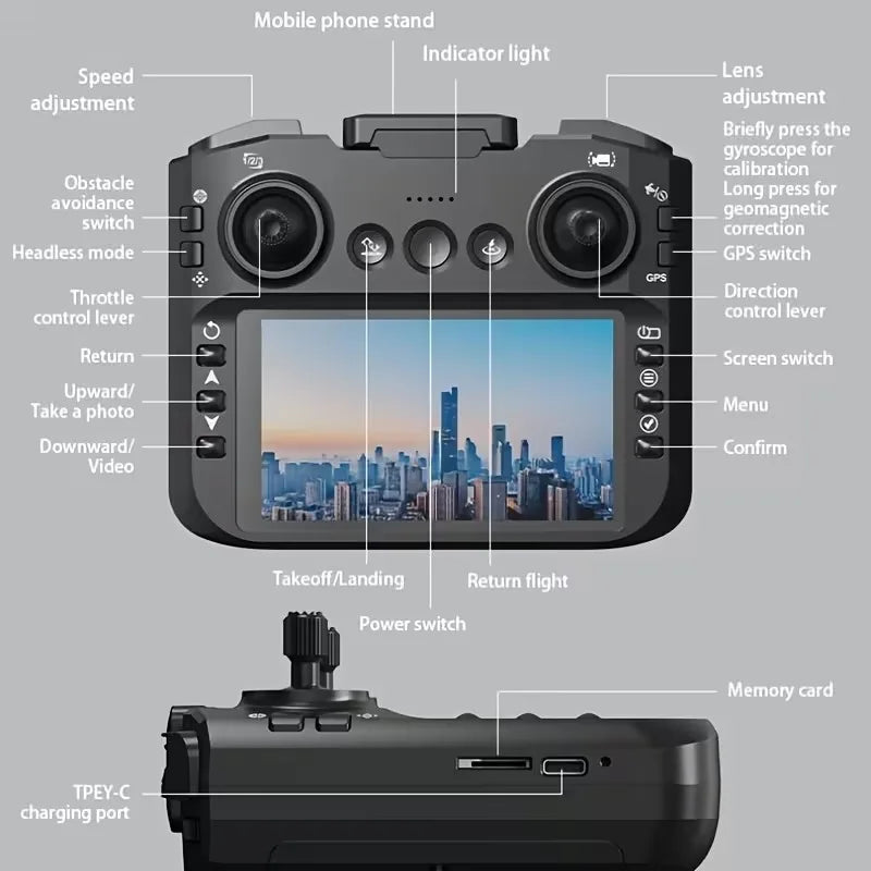 L23 Pro Max Drone, Ultra-long Flight Range, Stable High-altitude Flight, Large-screen Remote Control