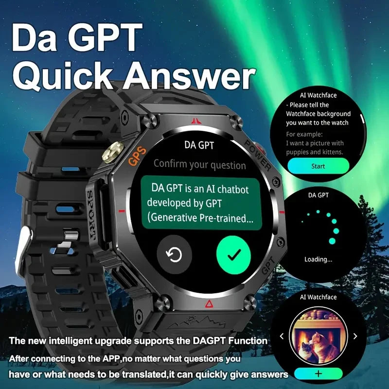 SENBONO Built-in GPS Smart Watch Men Bluetooth Call 3ATM Waterproof Military Sport Smartwatch With AI GPT Cpmpass Watch for Men
