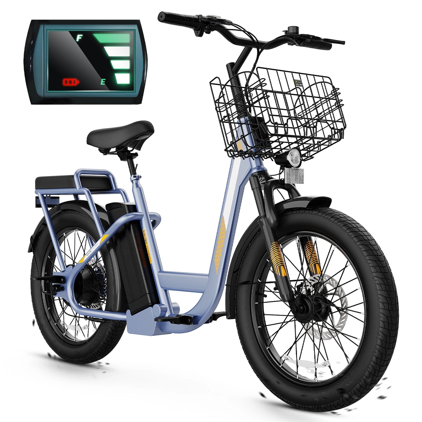 CAROMA Peak 560W Electric Scooter with Seat,20" Fat Tire E-Bike,Adult Scooter for Commuting with Basket&UL2272 1 Year Warranty