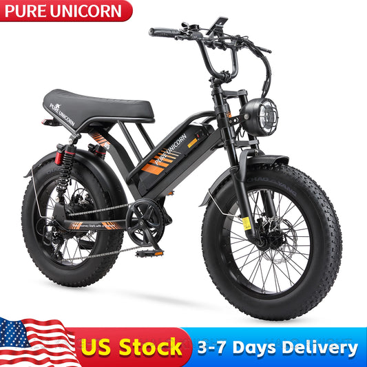 PURE UNICORN U5 Adult Electric Snow Bike 1000w 28MPH 48V 19.2Ah Mountain Ebike Bicycle 20 Inch Fat Tire Motorcycle Cheap E Bike