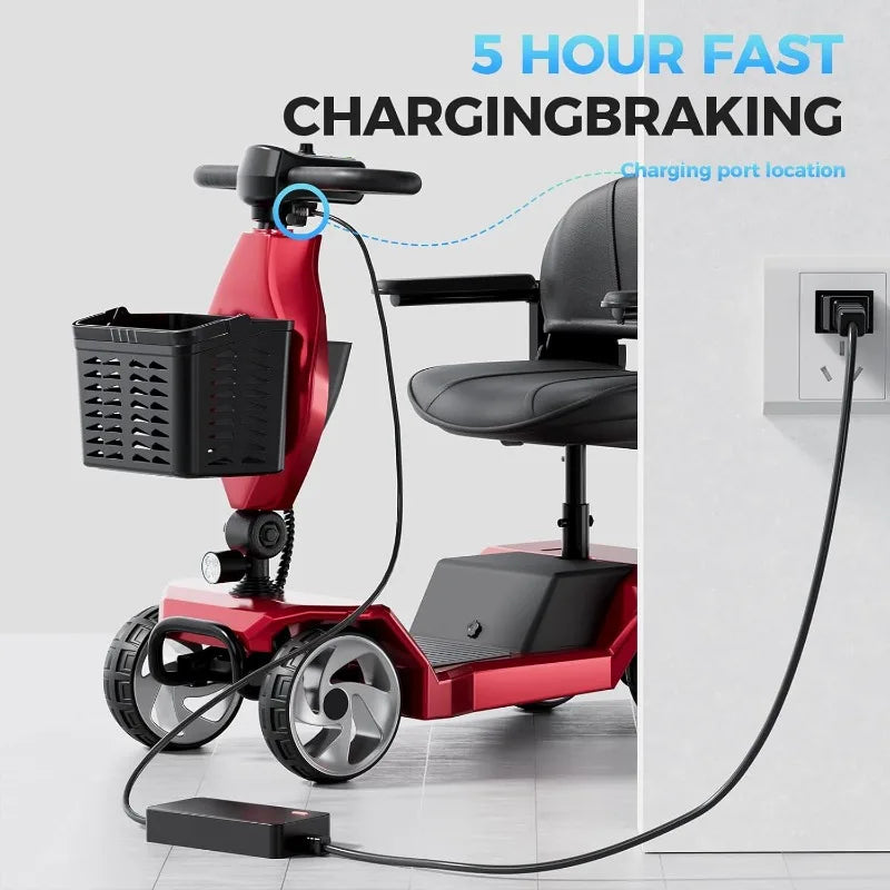 4 Wheel Lightweight Mobility Scooters for Adults, Powered Electric Wheelchair, Mobility