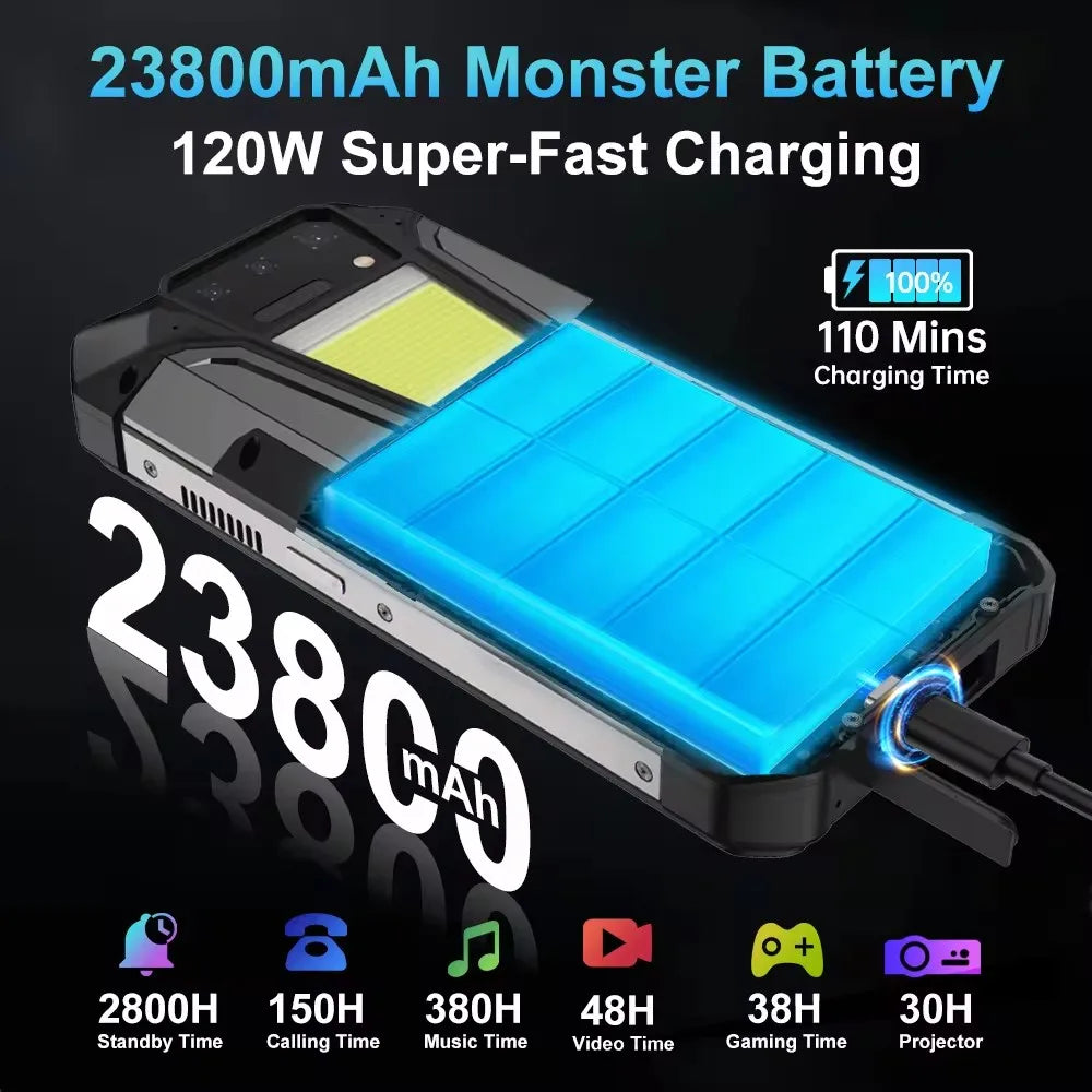 8849 Tank 2 PRO Projector Rugged Smartphone 23800mAh Android 24GB 512GB 100MP Camera  2.4K 120W Fast Charge Dual Sim Outdoor