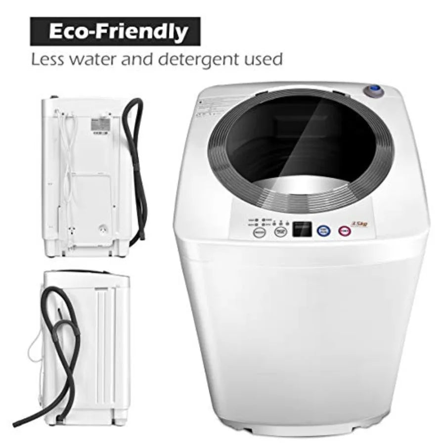 Portable Washing Machine Full Automatic Washer and Dryer Combo with Built-in Pump Drain 8 LBS Capacity Compact Laundry Washer S