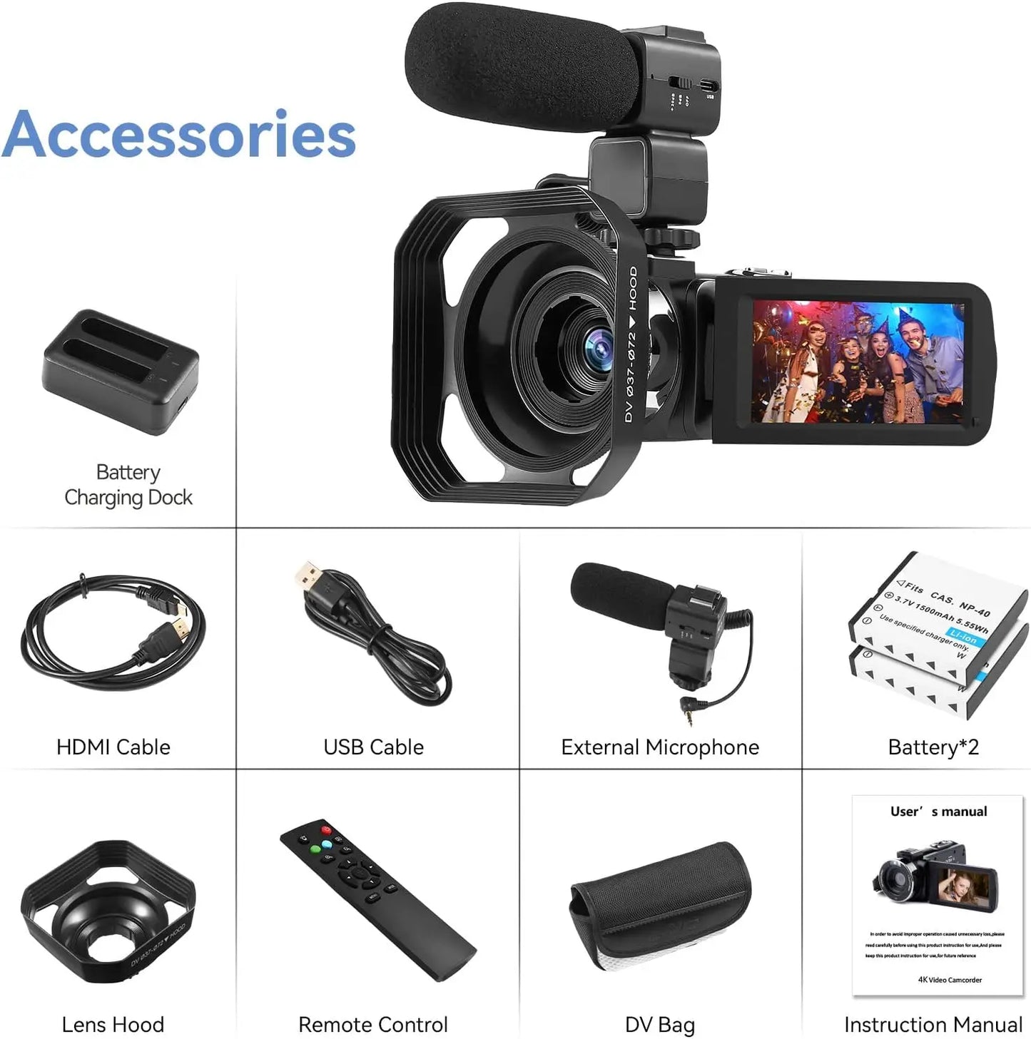 4k Video Camera Camcorder with 18X Digital Zoom,48MP Vlogging Camera for YouTube,3.0-inch IPS 270° Rotating Touchscreen,Micropho