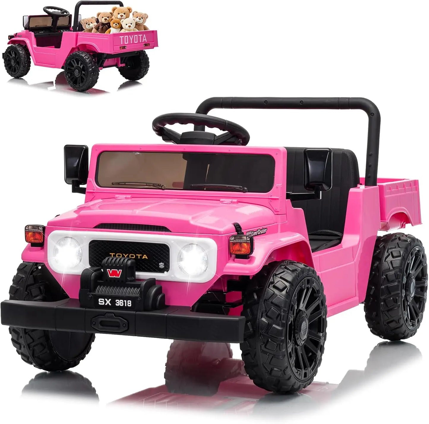 12V Ride on Toy for Kids, Toddler Ride on Pickup Truck Electric Car with Parent Remote Control, Safety Belt, Braking, Suspension