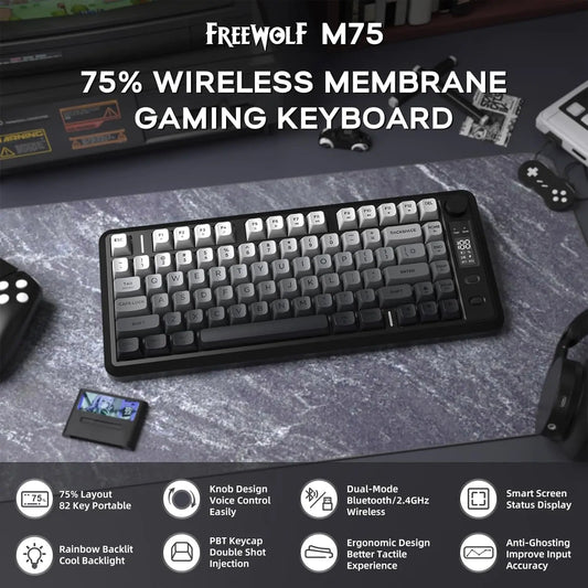 Attack Shark M75 Wireless Membrane Gaming Keyboard With Knob And OLED Display