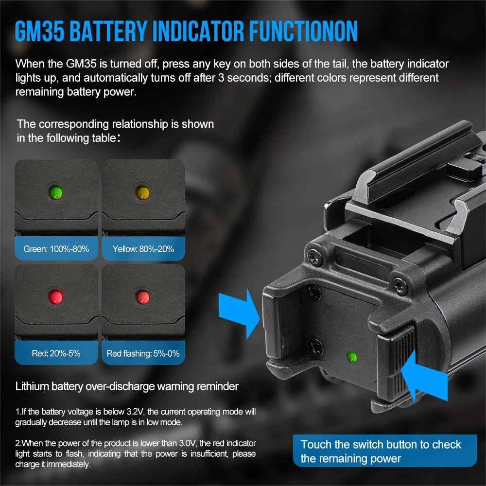 Trustfire GM35 Tactical Flashlight 1350 Lumen type c usb rechargeable light self defense weapons Torch Light for Gl0ck Picatinny