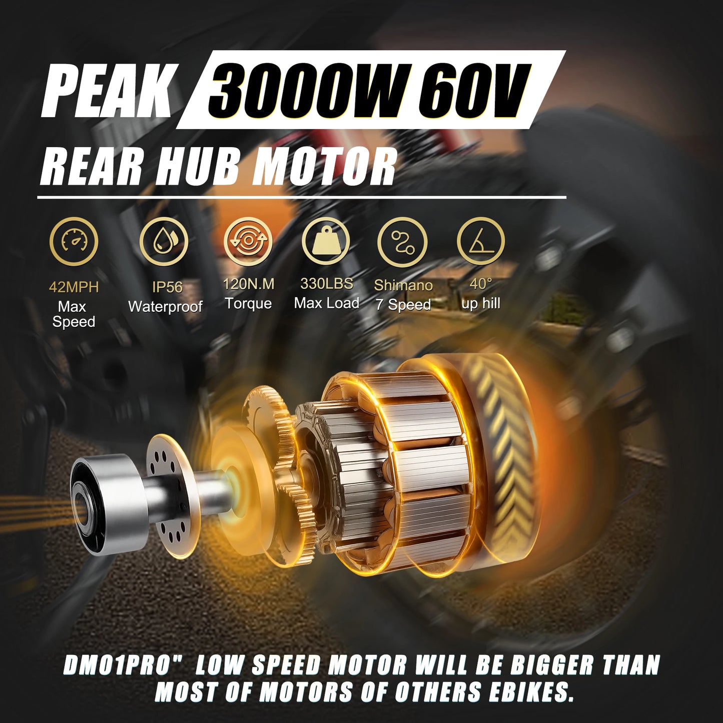 BAOLUJIE DM01 Motor Electric Bicycle，E-Bike Motorcycle for Adults，60V 30AH Lithium Battery，42 MPH Electric Bike【1 Year Warranty】