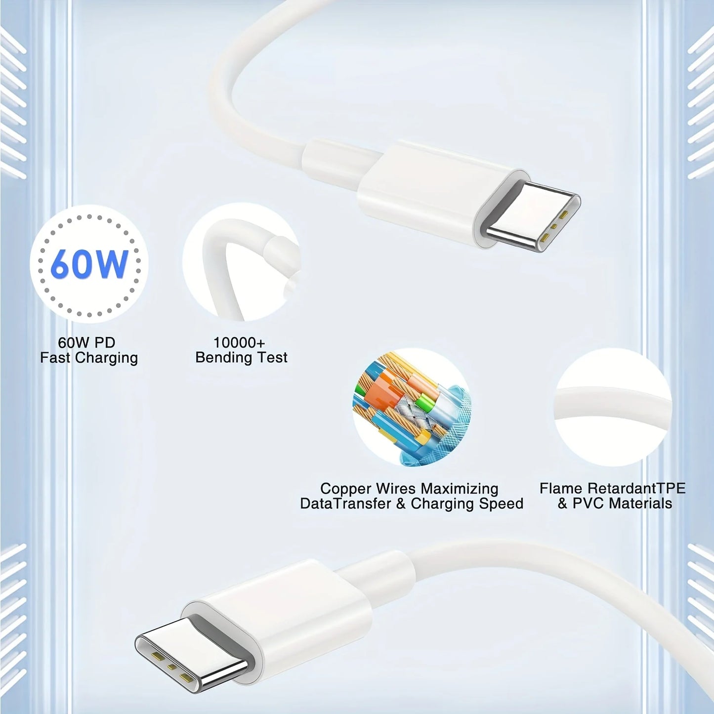 2Pack For IPhone Charger, 40W Dual Port Charging Block With 6FT USB C Charger Cable For IPhone 15/15 Pro/iPad Pro/iPad Air/Mini