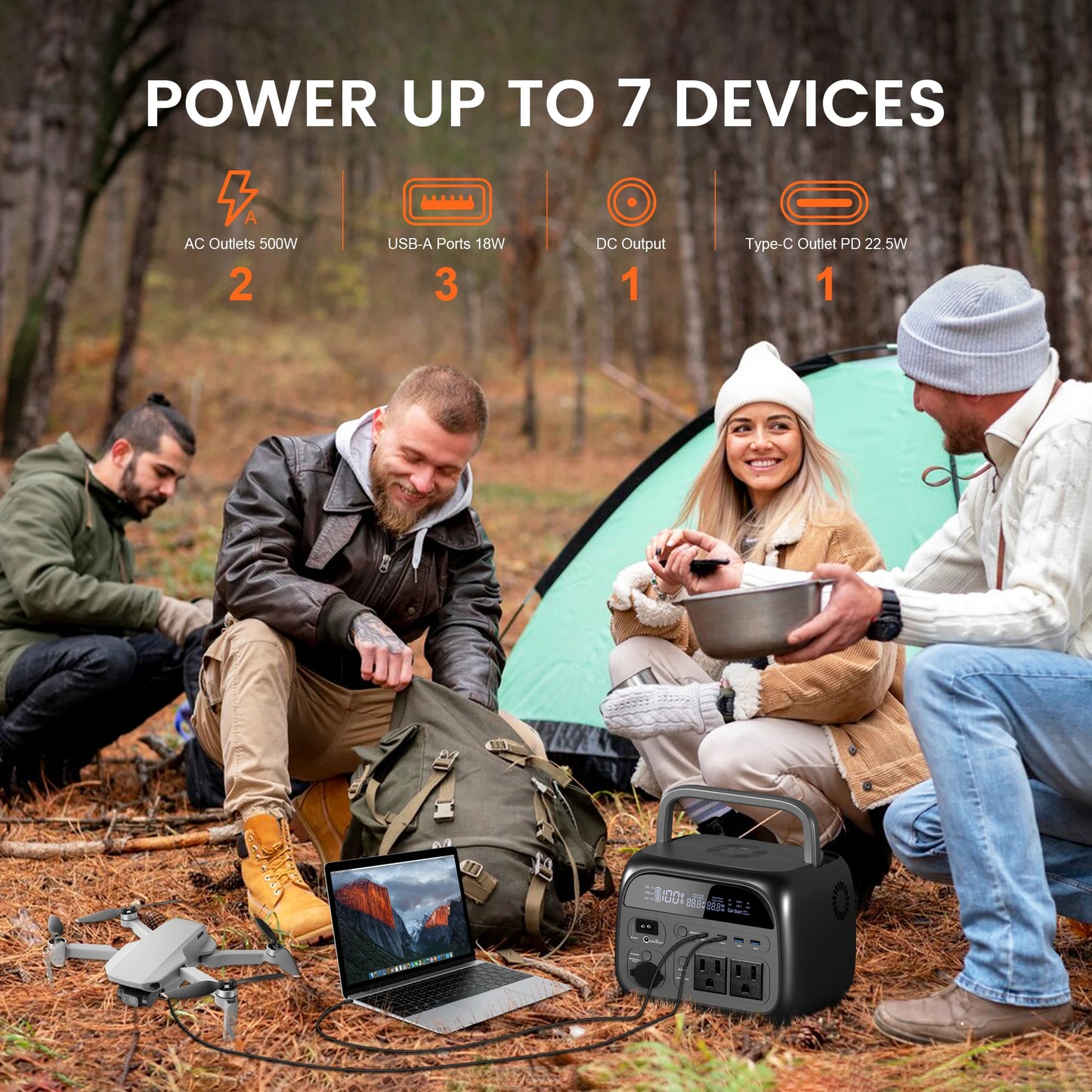 CTOLITY AP400 345WH 500W Portable Power Station 108000mAh Camping Lifepo4 PowerBank Portable Backup Generator UPS Home RV