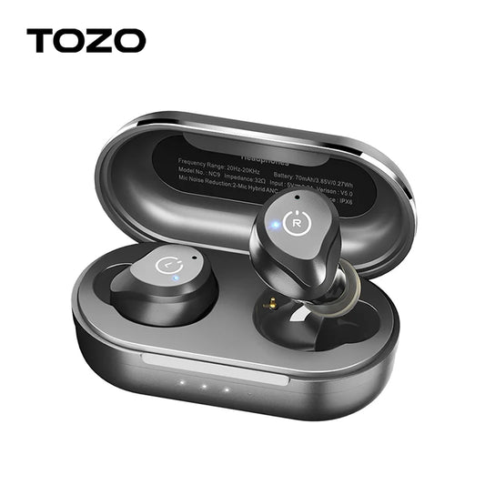 TOZO ANC True Wireless Earbuds In Ear Sport Headsets Mics HiFi Sound Bass Stereo Bluetooth Earphone Calls Noise Cancelling