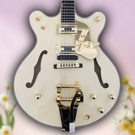High Quality Made In China Hollow Jazz Electric Guitar Maple Body And Head Gold Hardware Vibrato System Shipped From USA