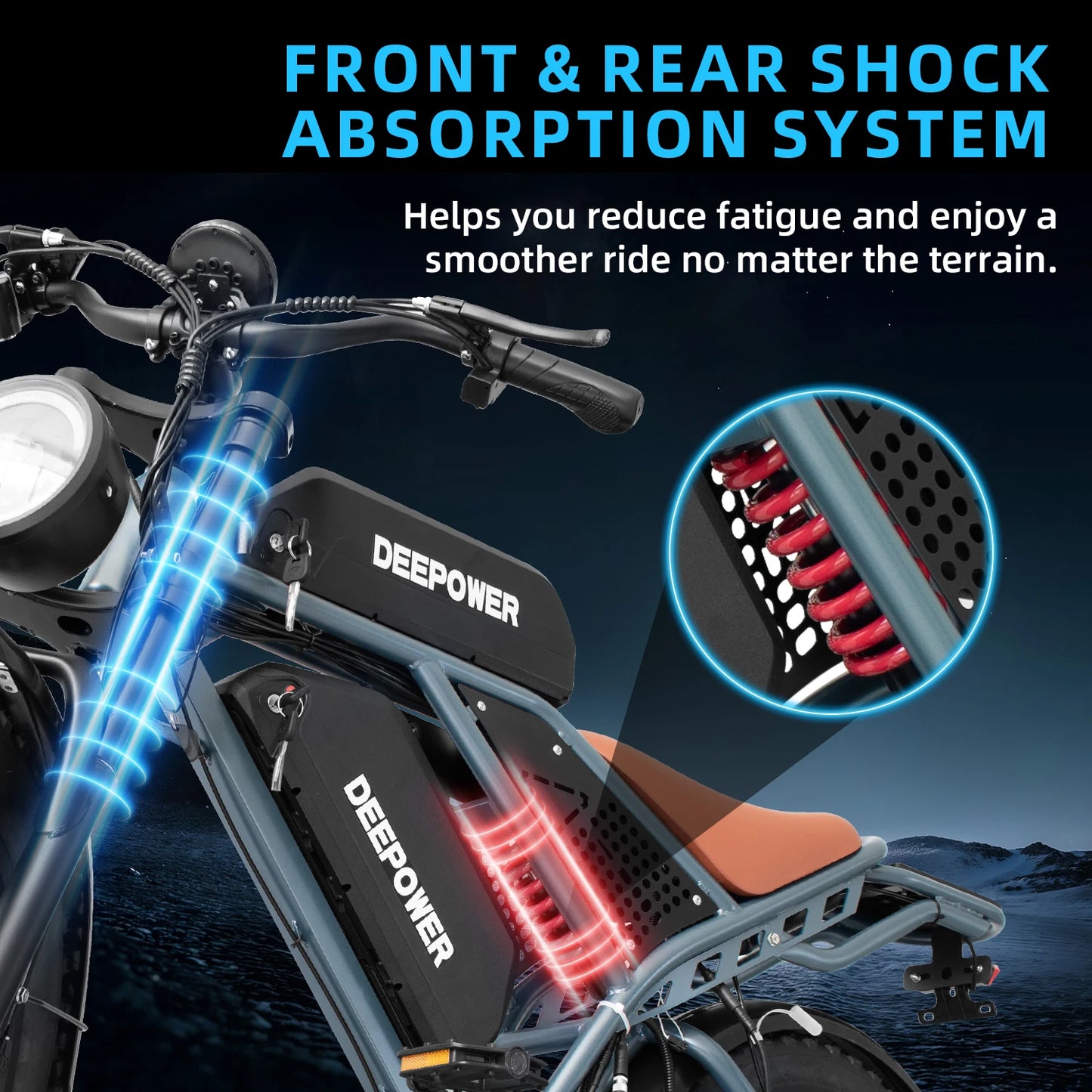 DEEPOWER QS7 Electric Bicycle 1500W Brushless Motor MTB Electric Bike 48V 60AH Lithium Battery Speed 50Km/h Adult Off Road Ebike