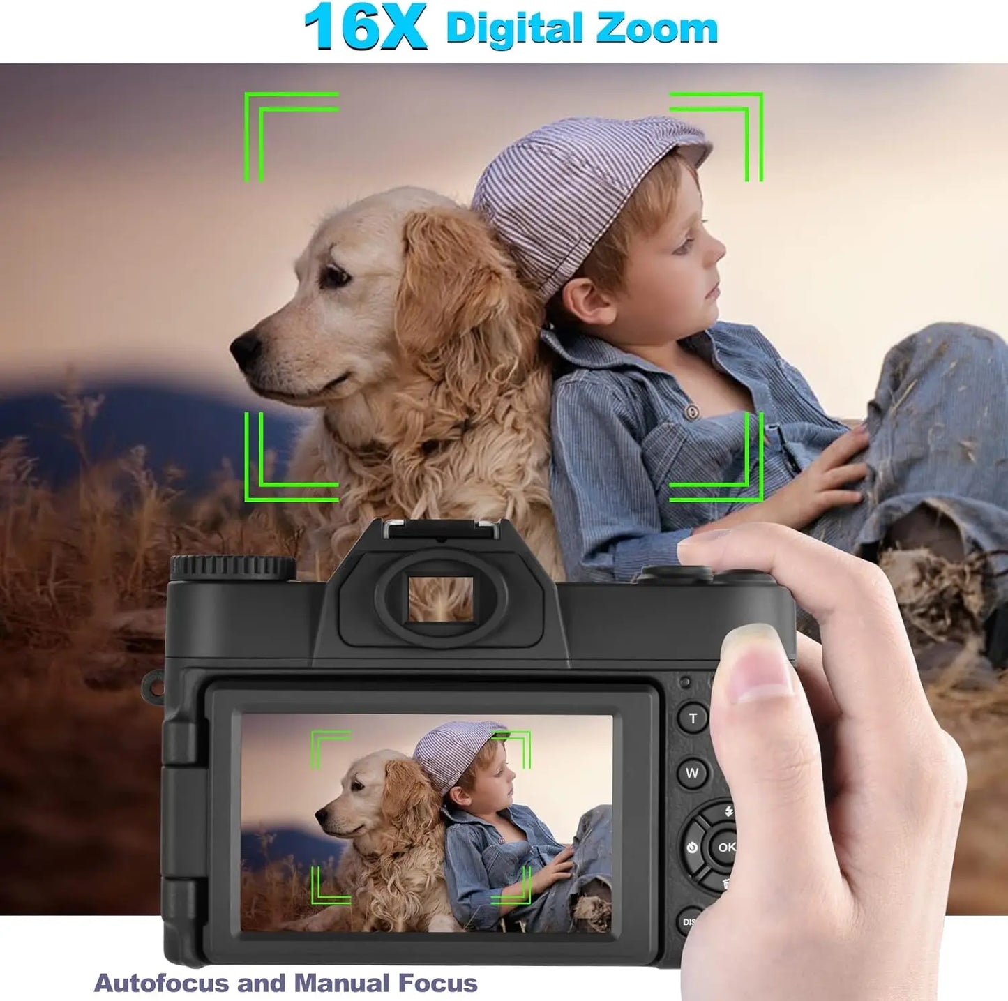 4K Digital Camera for Photography and Video,Autofocus 16X 48MP HD Vlogging Camera for YouTube with WiFi Anti-Shake Compact Vedio