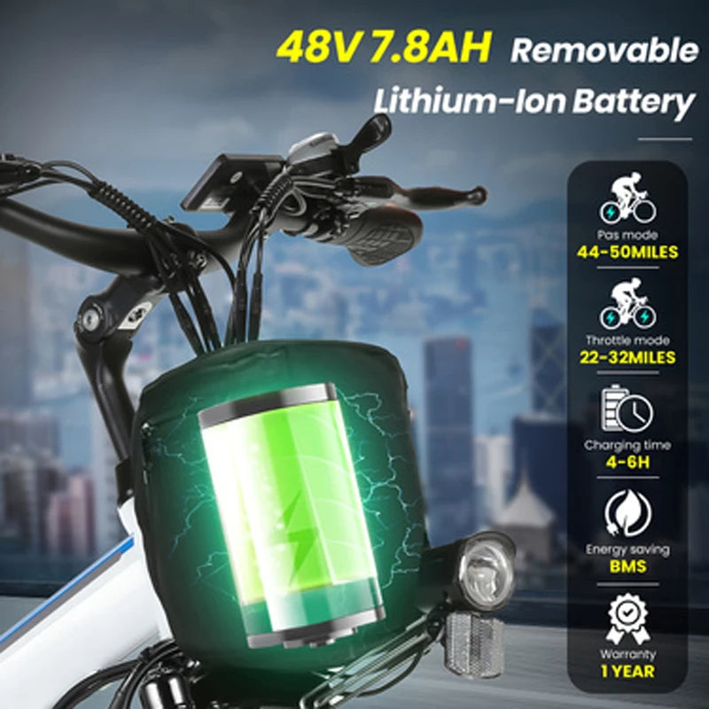 Vivi M026TGB 26" Folding Electric Bike for Adults, with 500W Motor,48V 20MPH Removable Battery, Up to 50Miles Range