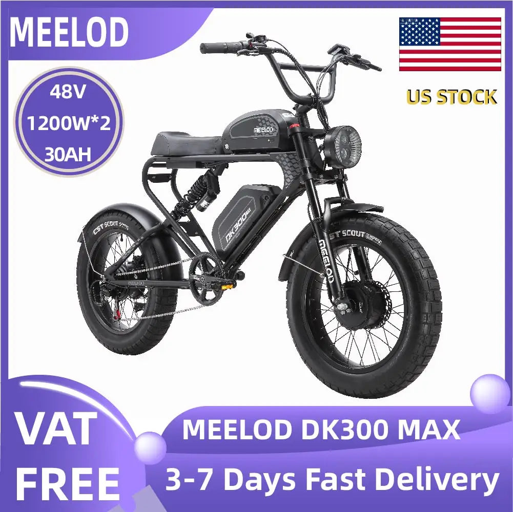 MEELOD DK300 MAX adult E-bike 1200W*2 48V 30Ah battery commute Electric Bike,20-inch Fat Tire E-Mountain bike