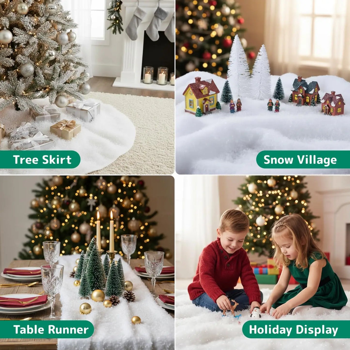 3-Pack Artificial Snow Blanket Rolls for Christmas Decorations, Winter Displays, and Photography Backdrops - Large Size